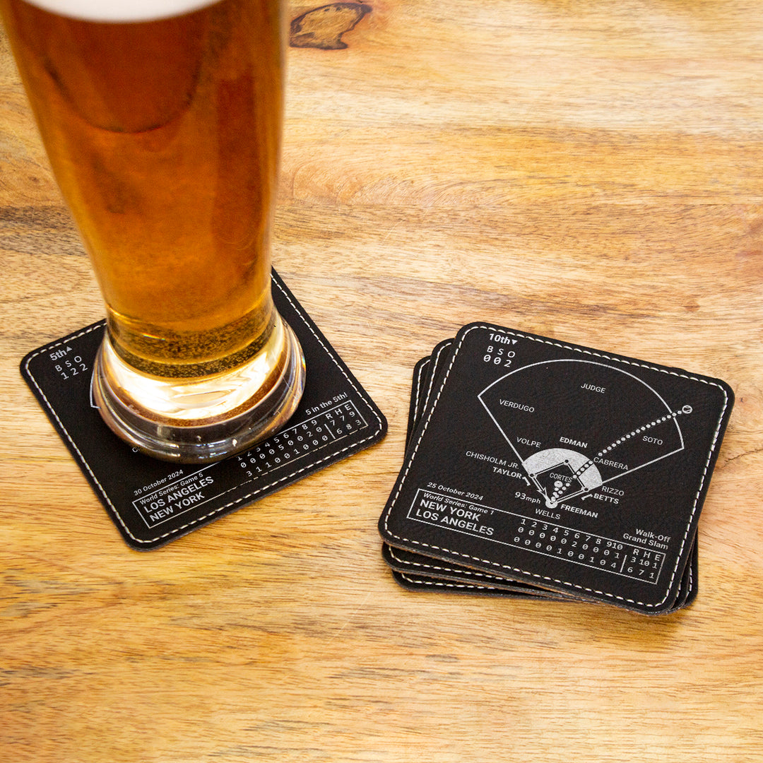 <b>2024 Championship Set</b> | Los Angeles Dodgers Greatest Plays: Leatherette Coasters (Set of 4)