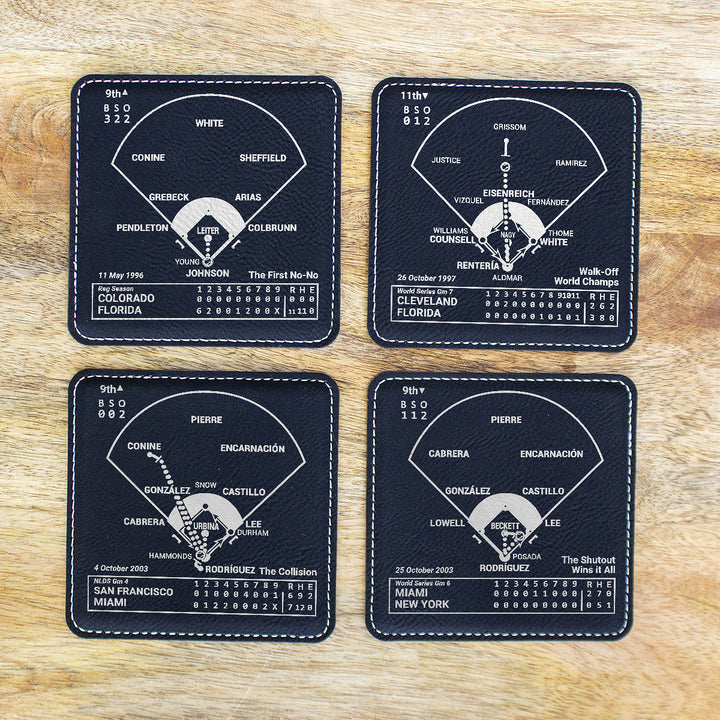 Miami Marlins Greatest Plays: Leatherette Coasters (Set of 4)
