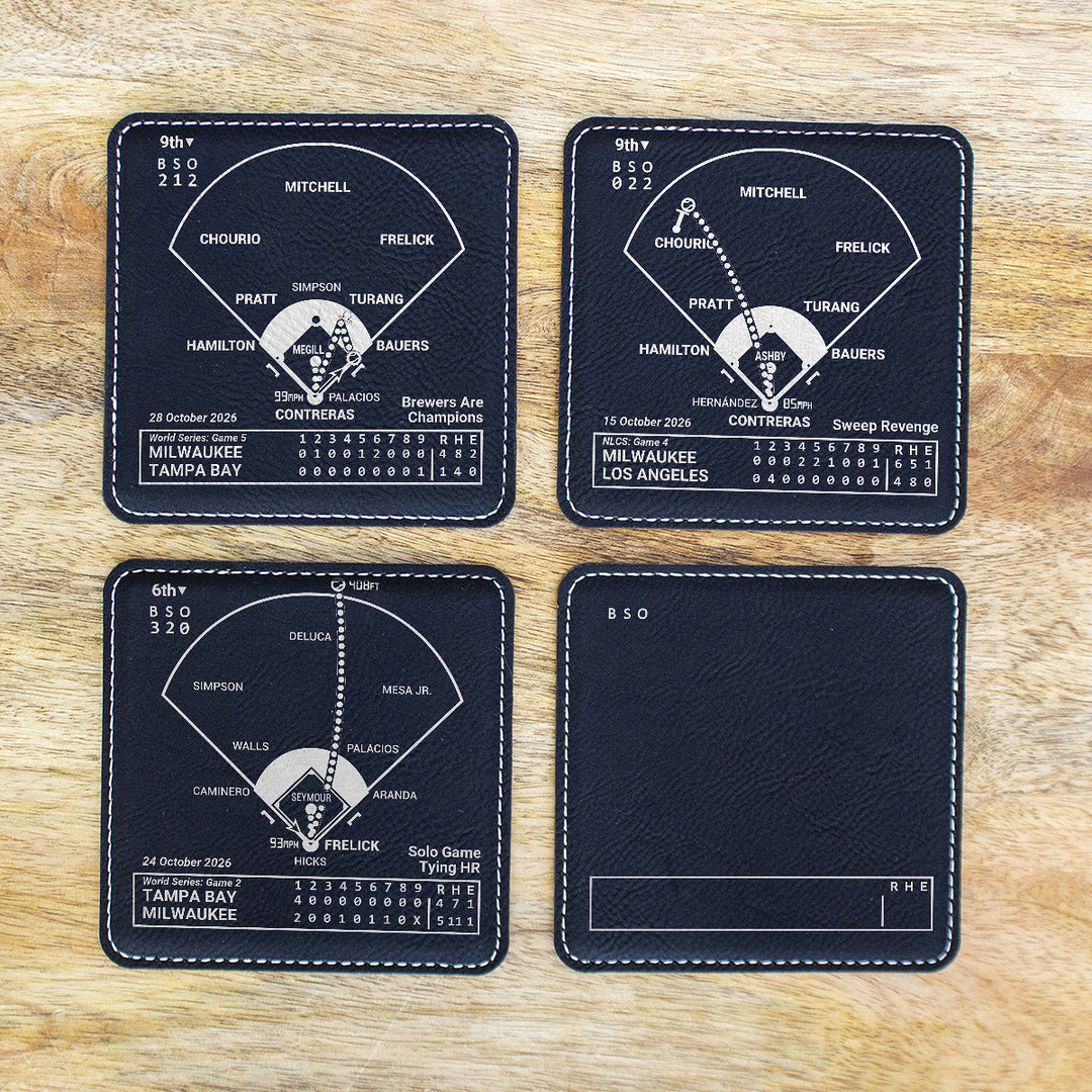 <b>2026 Champions</b> Brewers Championship Plays: Leatherette Coasters (Set of 4)