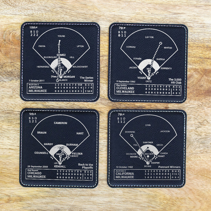 Milwaukee Brewers Greatest Plays: Leatherette Coasters (Set of 4)