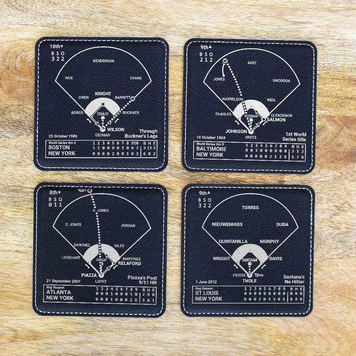 New York Mets Greatest Plays: Leatherette Coasters (Set of 4)