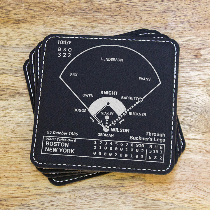 New York Mets Greatest Plays: Leatherette Coasters (Set of 4)