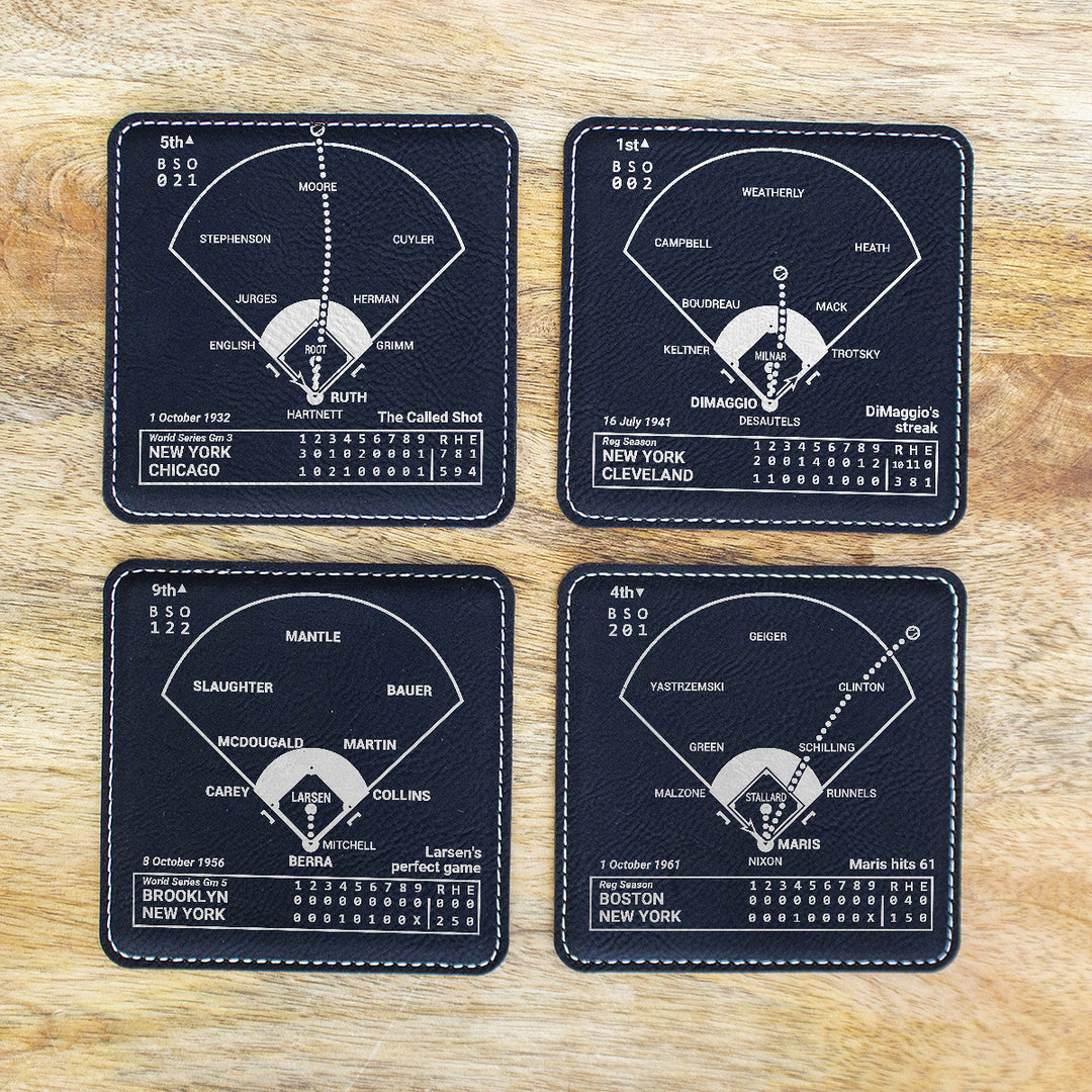 Greatest Yankees Vintage Plays: Leatherette Coasters (Set of 4)