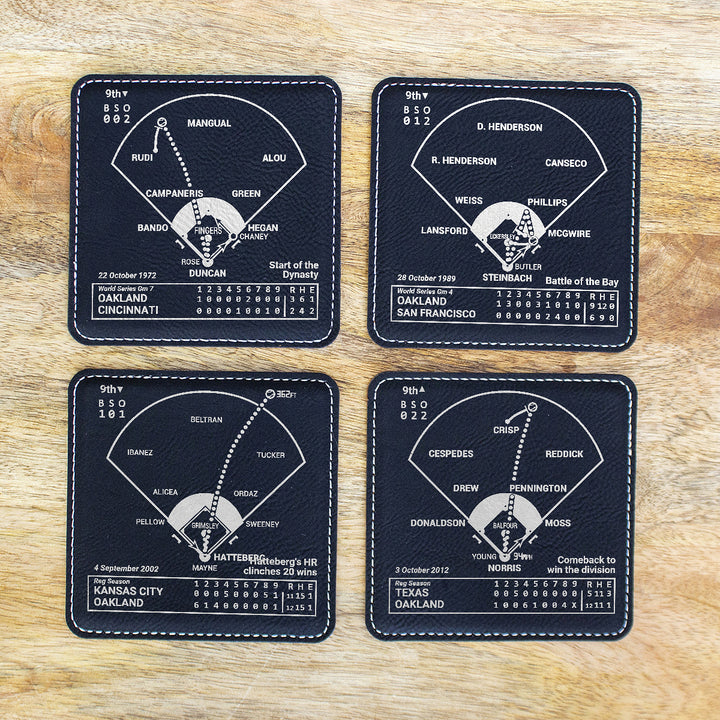 Oakland Athletics Greatest Plays: Leatherette Coasters (Set of 4)