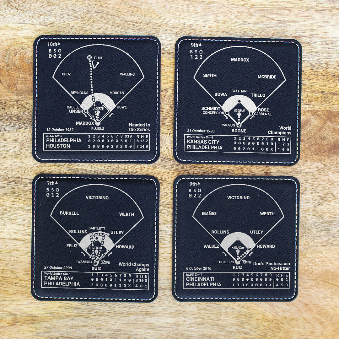 Philadelphia Phillies Greatest Plays: Leatherette Coasters (Set of 4)