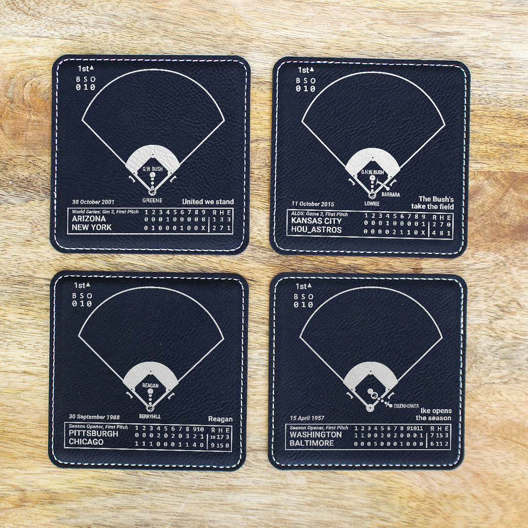 Republican Presidents First Pitches Leatherette Coasters (Set of 4)