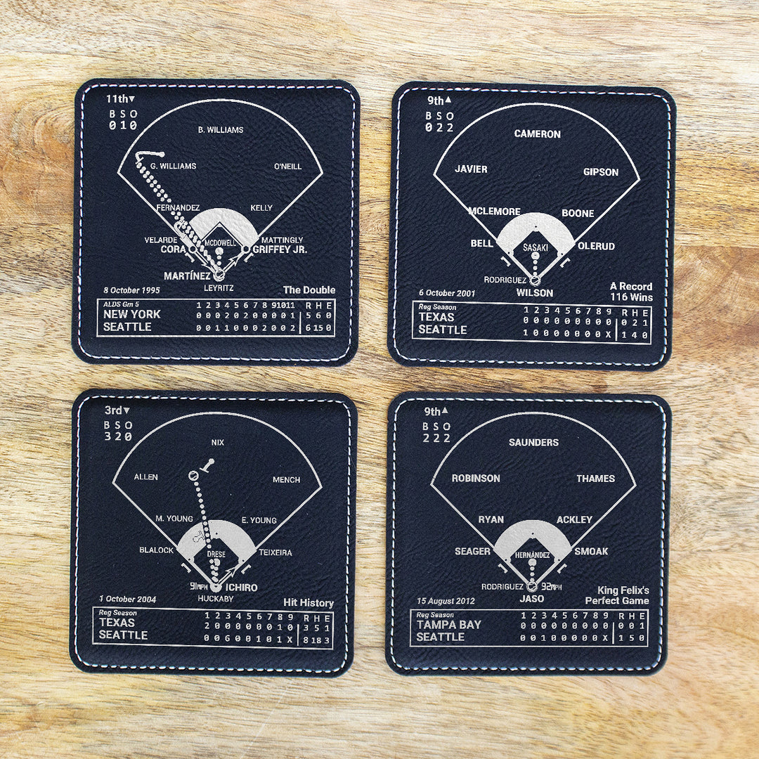 Seattle Mariners Greatest Plays: Leatherette Coasters (Set of 4)