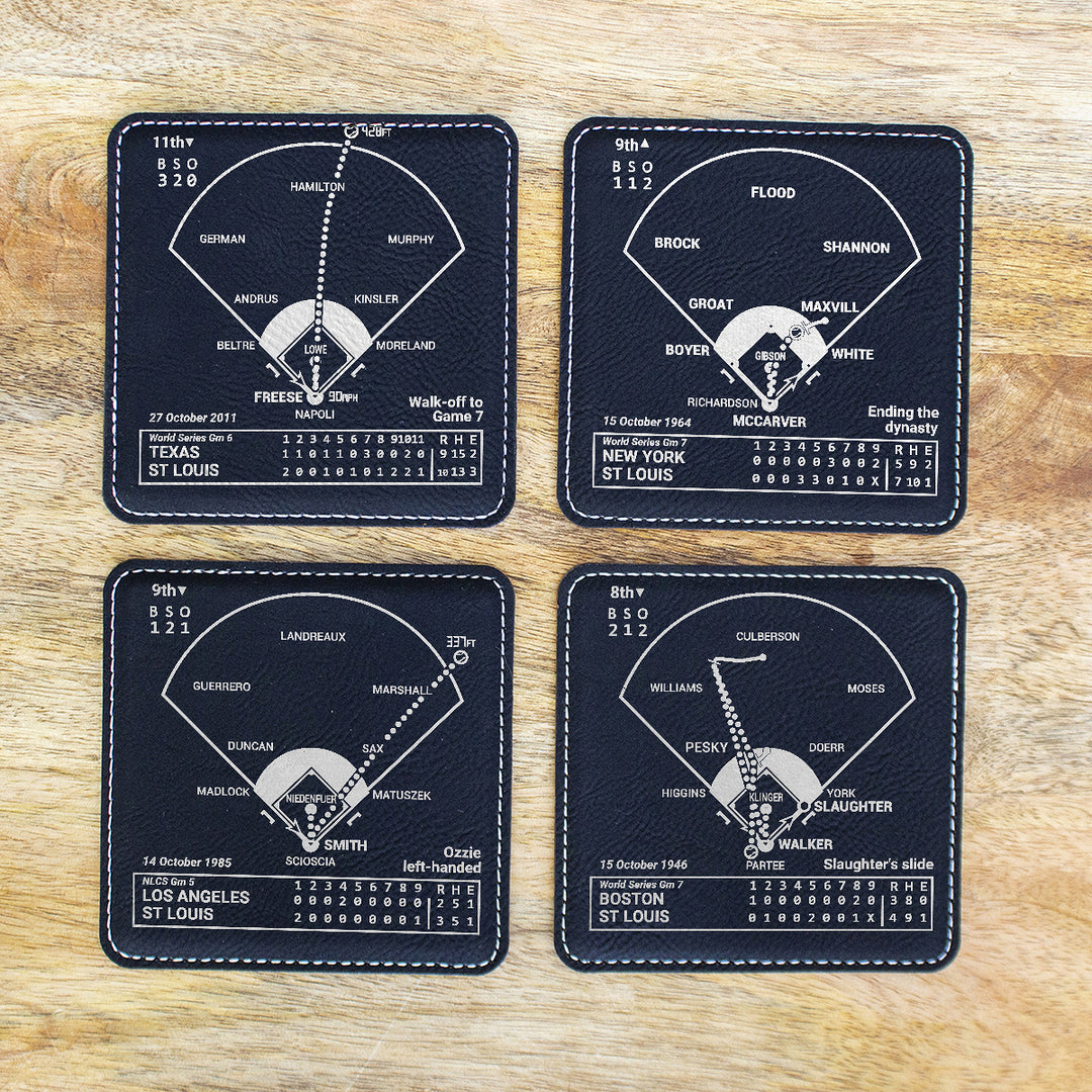 St. Louis Cardinals Greatest Plays: Leatherette Coasters (Set of 4)