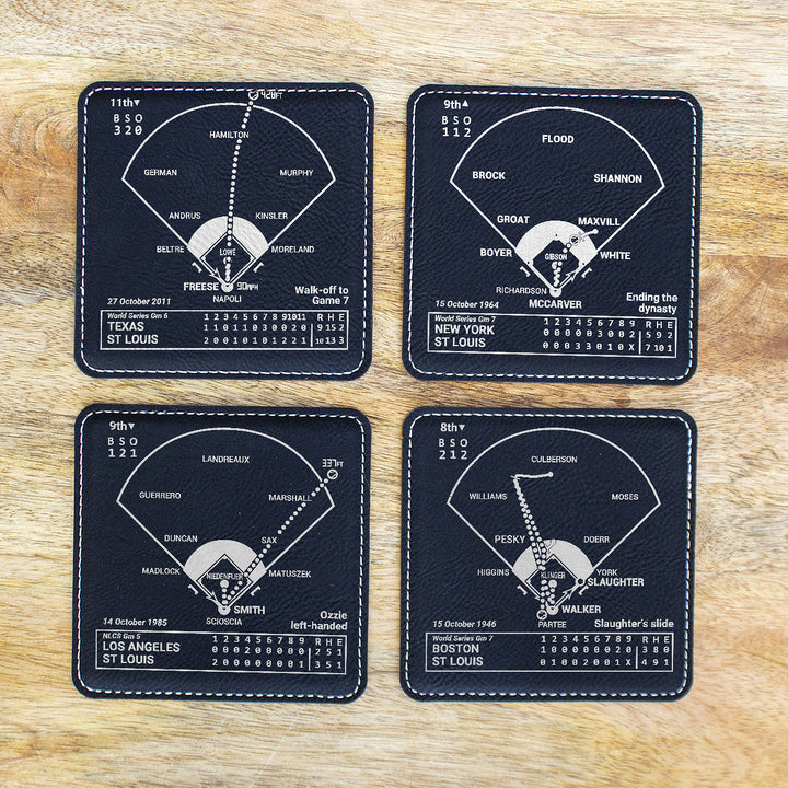 St. Louis Cardinals Greatest Plays: Leatherette Coasters (Set of 4)