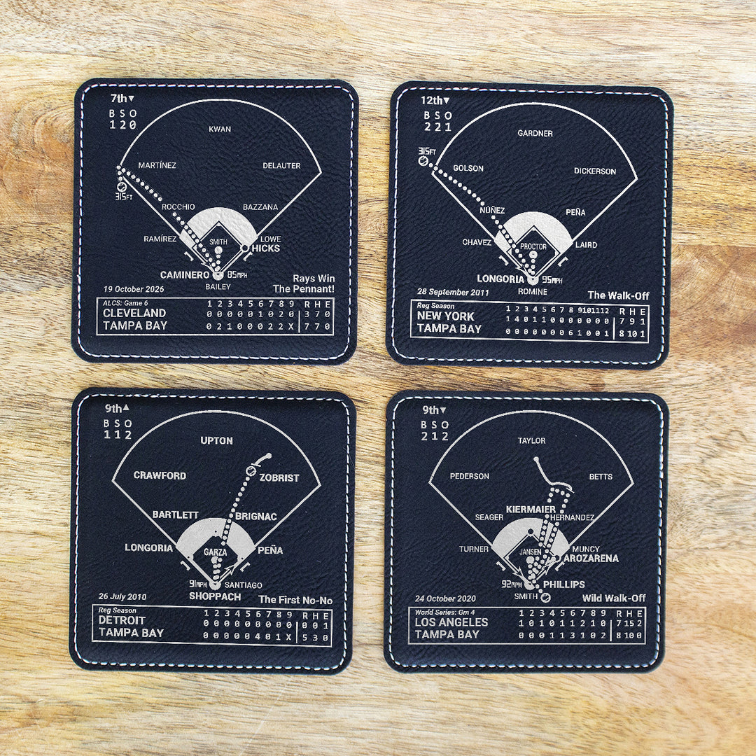 Greatest Tampa Bay Rays Plays: Leatherette Coasters (Set of 4)