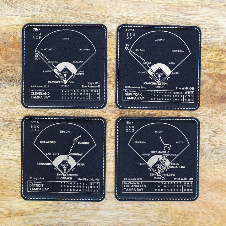 Greatest Tampa Bay Rays Plays: Leatherette Coasters (Set of 4)