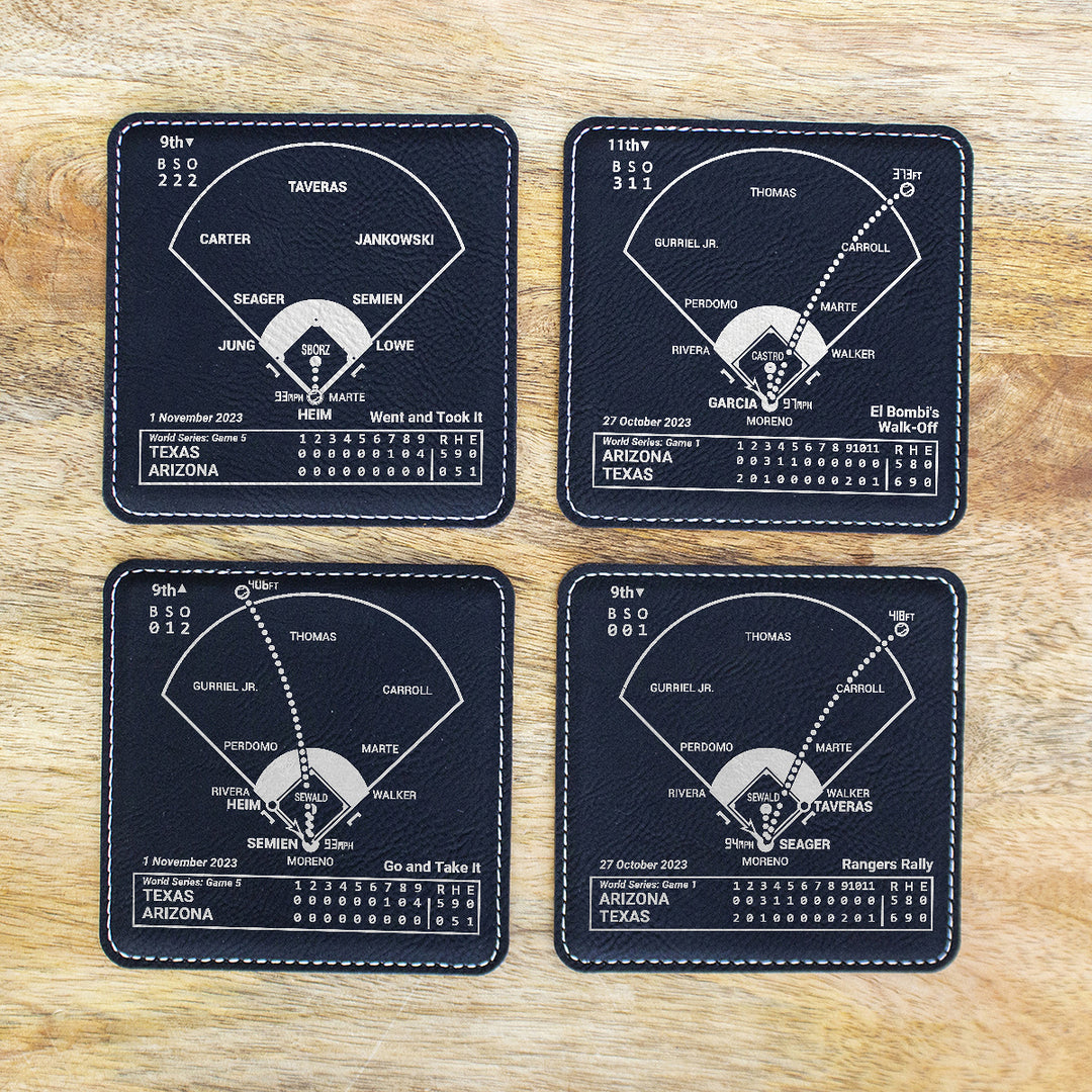 <b>2023 Champions</b> Rangers Plays: Leatherette Coasters (Set of 4)