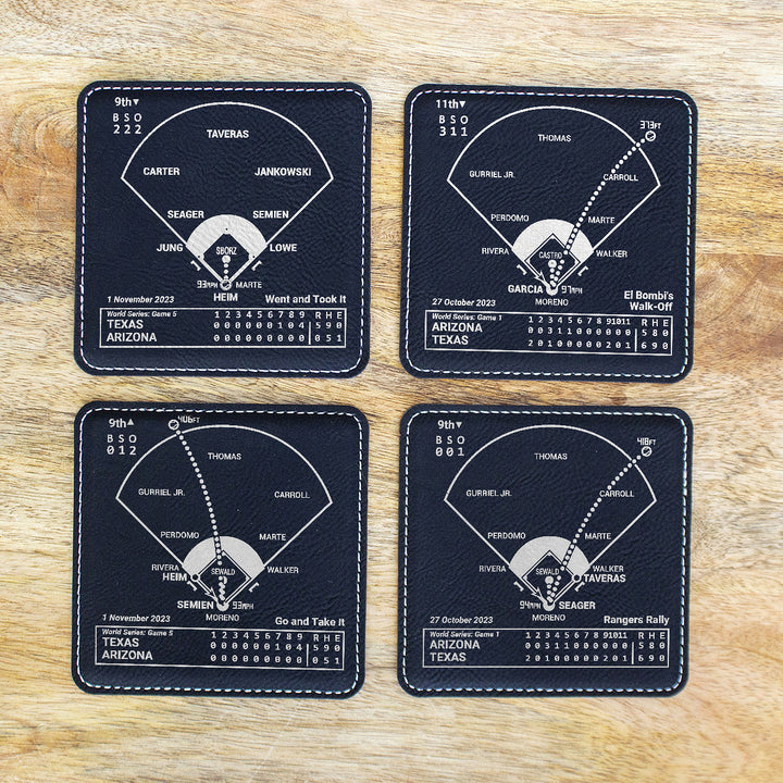 <b>2023 Champions</b> Rangers Plays: Leatherette Coasters (Set of 4)