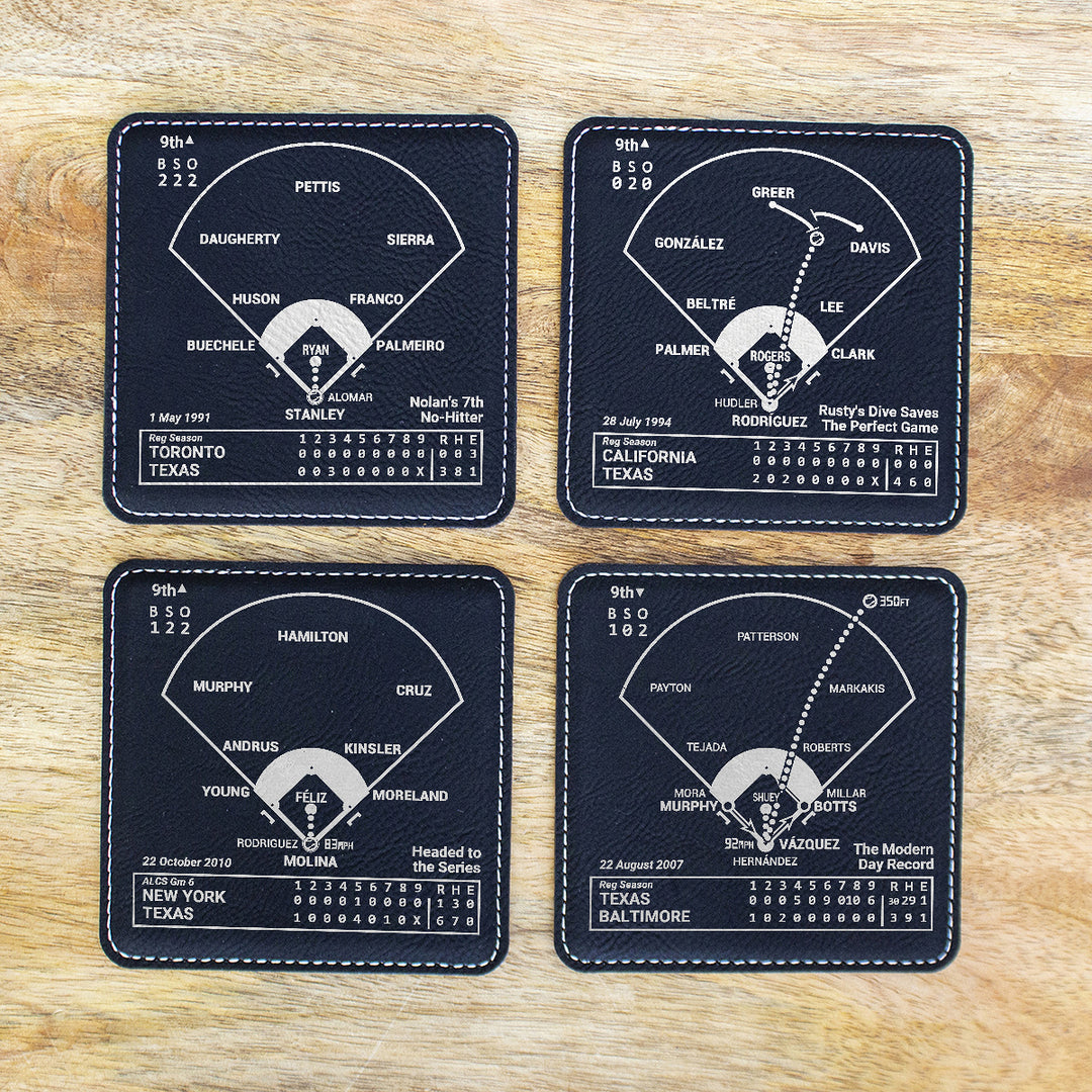Texas Rangers Greatest Plays: Leatherette Coasters (Set of 4)