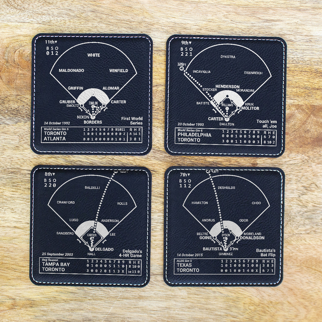 Toronto Blue Jays Greatest Plays: Leatherette Coasters (Set of 4)