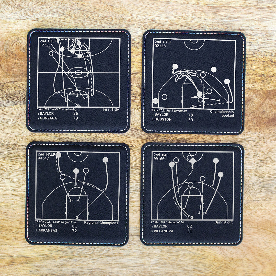 <b>2021 Champions</b> Baylor Basketball Plays: Leatherette Coasters (Set of 4)