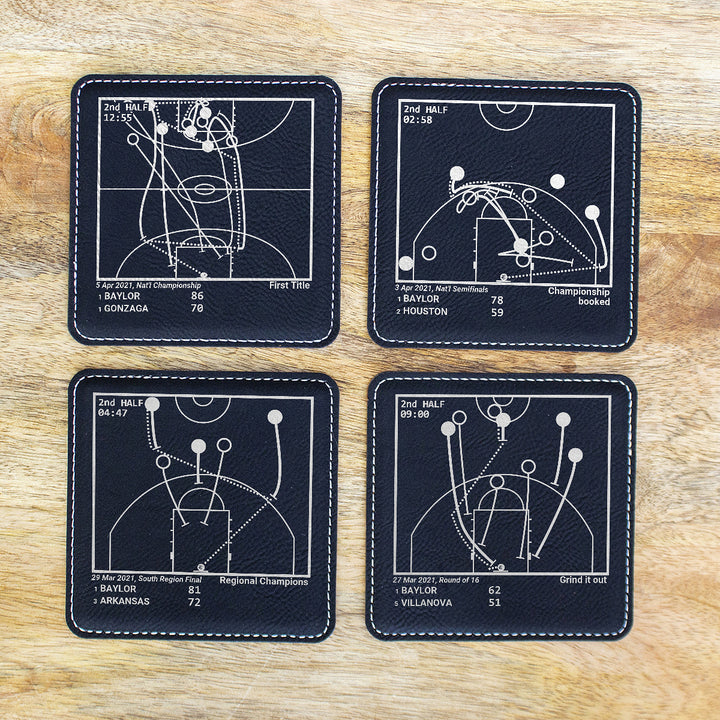<b>2021 Champions</b> Baylor Basketball Plays: Leatherette Coasters (Set of 4)