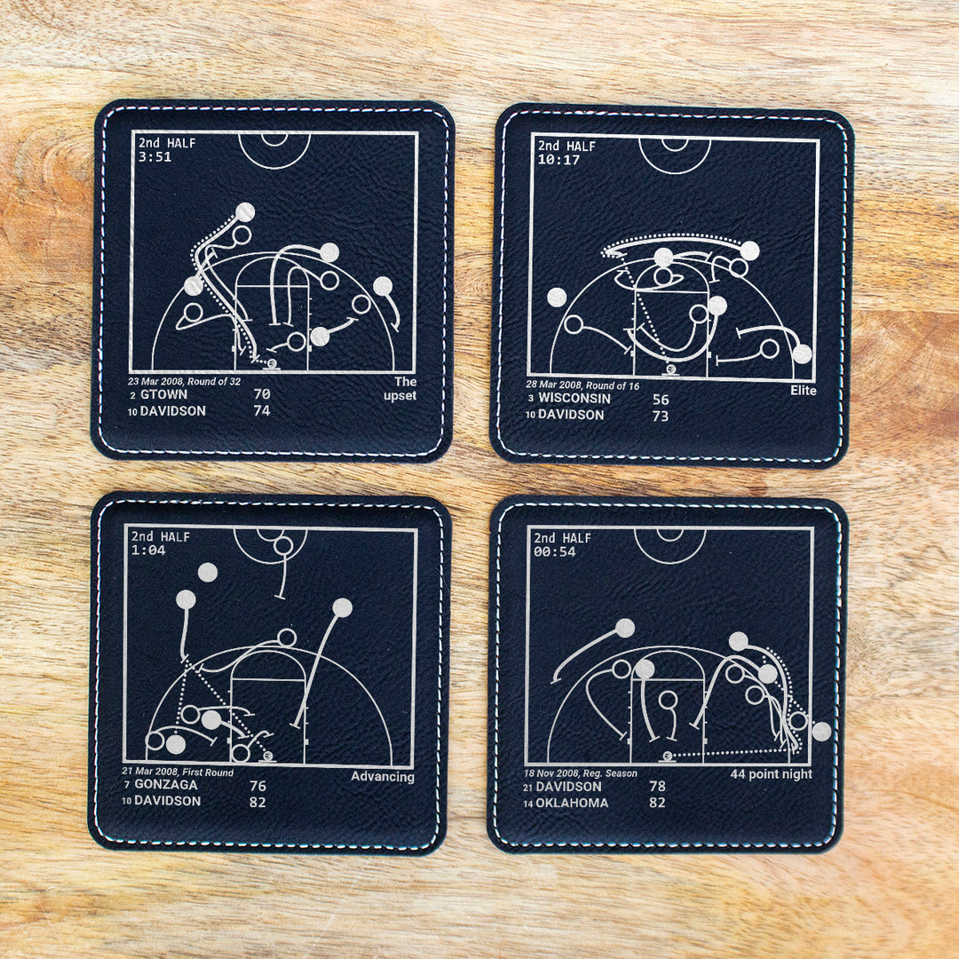 Davidson Basketball Greatest Plays: Leatherette Coasters (Set of 4)