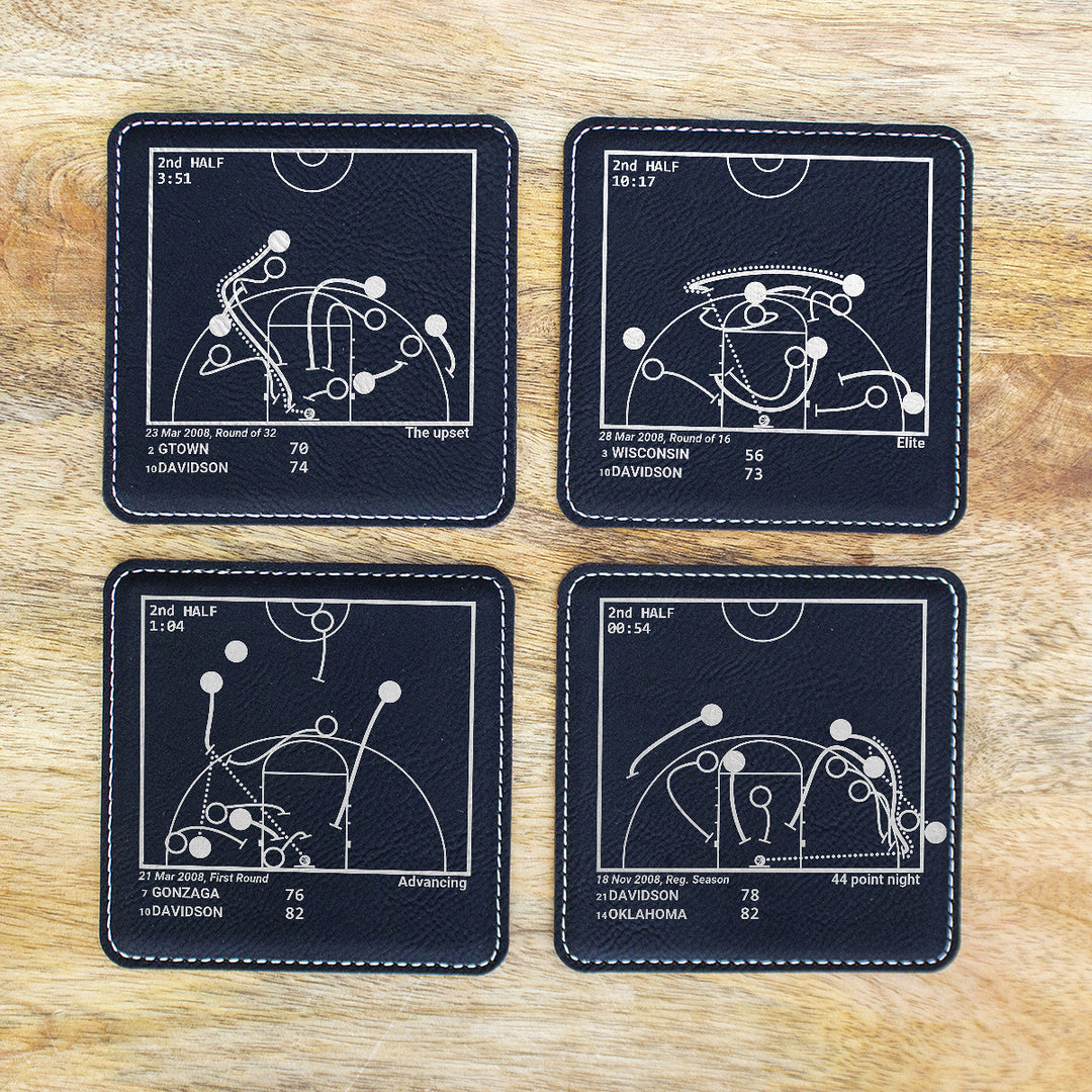 Greatest Davidson Basketball Plays: Leatherette Coasters (Set of 4)