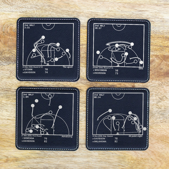 Greatest Davidson Basketball Plays: Leatherette Coasters (Set of 4)