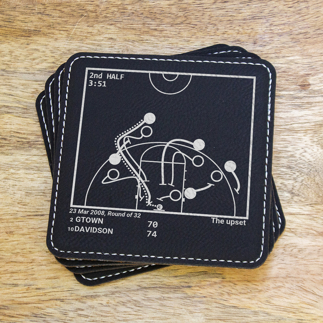 Greatest Davidson Basketball Plays: Leatherette Coasters (Set of 4)