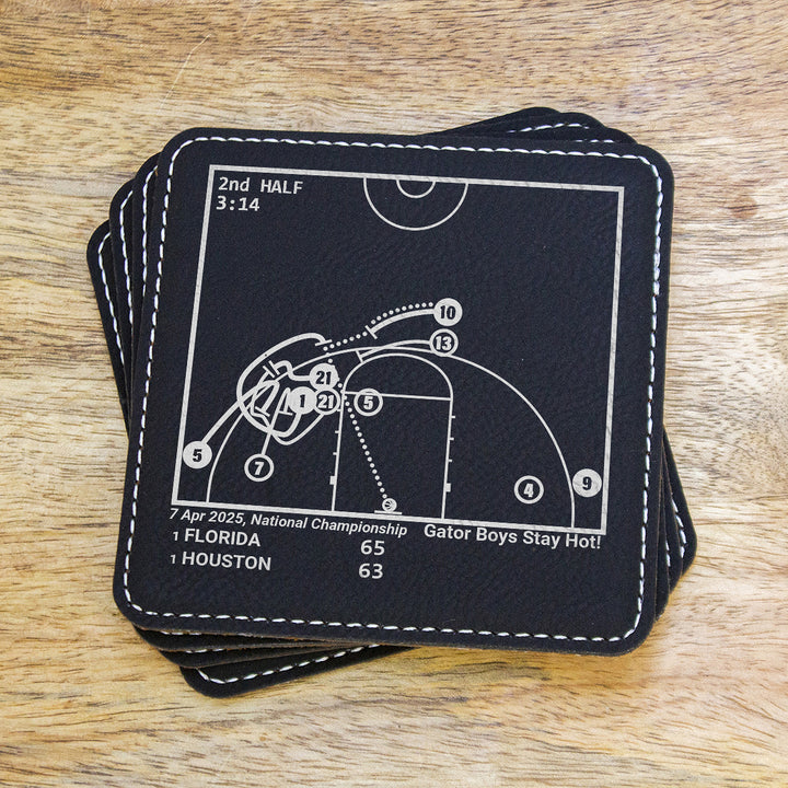 <b>2025 Champions</b> Florida Basketball Plays: Leatherette Coasters (Set of 4)
