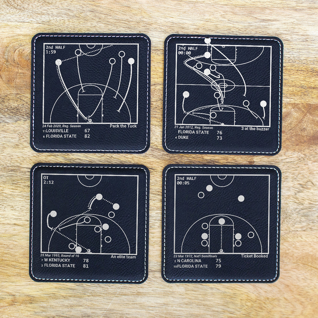 Greatest Florida State Basketball Plays: Leatherette Coasters (Set of 4)