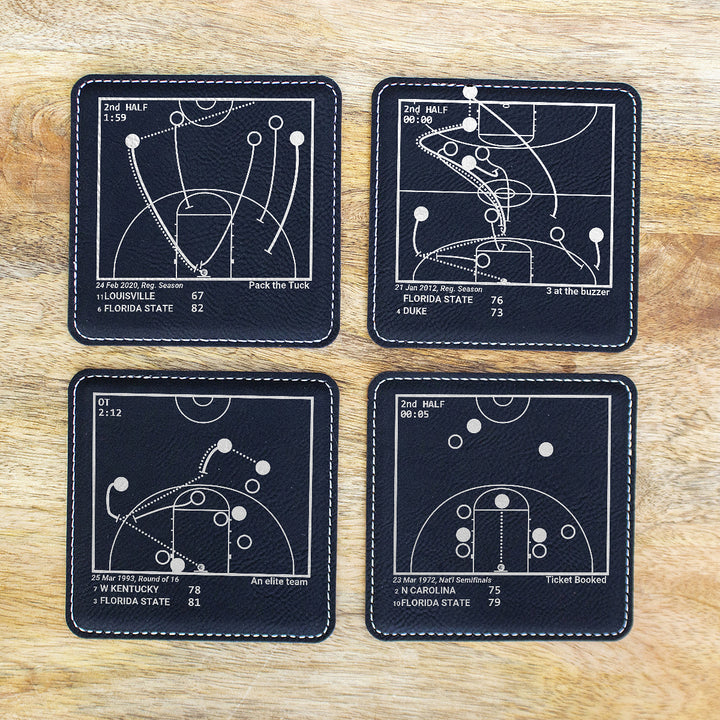 Greatest Florida State Basketball Plays: Leatherette Coasters (Set of 4)