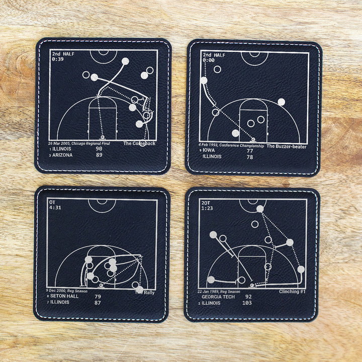 Greatest Illinois Basketball Plays: Leatherette Coasters (Set of 4)