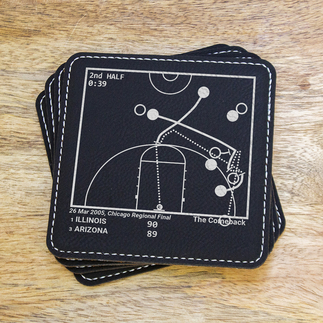 Greatest Illinois Basketball Plays: Leatherette Coasters (Set of 4)