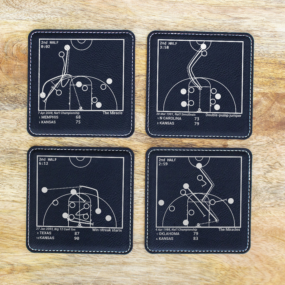 Greatest Kansas Basketball Plays: Leatherette Coasters (Set of 4)