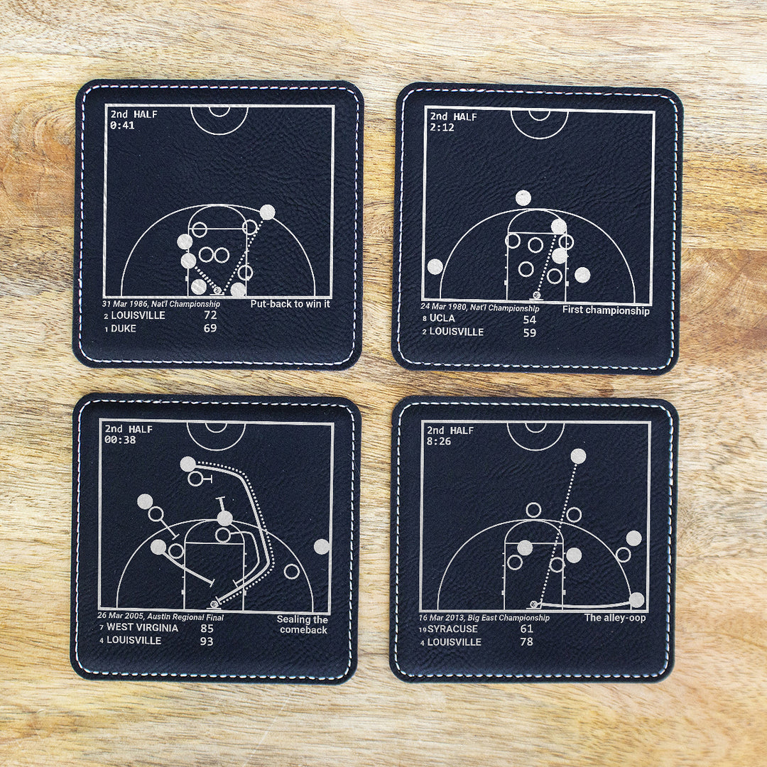 Greatest Louisville Basketball Plays: Leatherette Coasters (Set of 4)