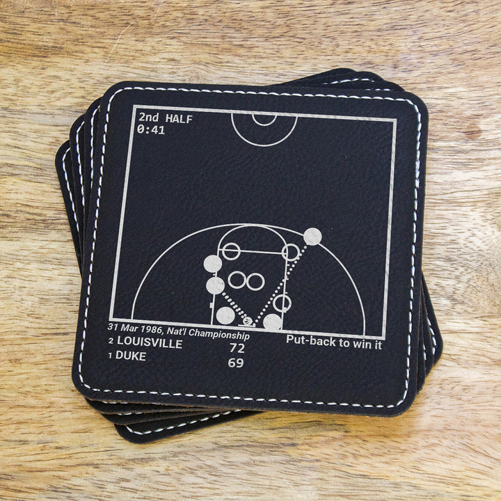 Greatest Louisville Basketball Plays: Leatherette Coasters (Set of 4)