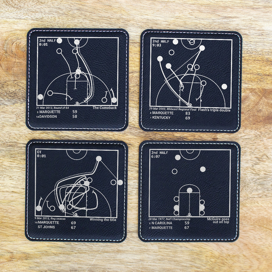 Greatest Marquette Basketball Plays: Leatherette Coasters (Set of 4)