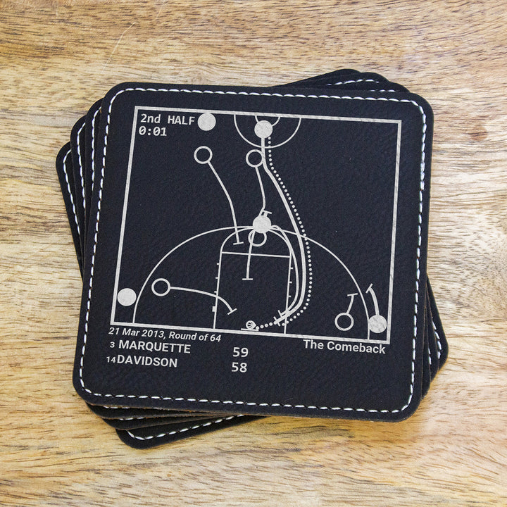 Greatest Marquette Basketball Plays: Leatherette Coasters (Set of 4)