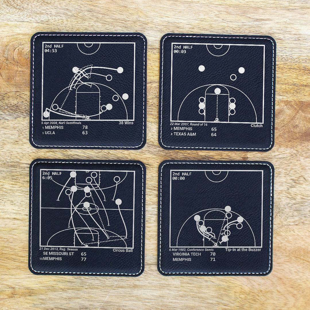 Greatest Memphis Basketball Plays: Leatherette Coasters (Set of 4)