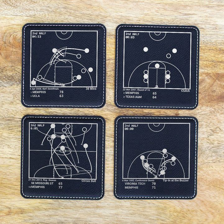 Greatest Memphis Basketball Plays: Leatherette Coasters (Set of 4)