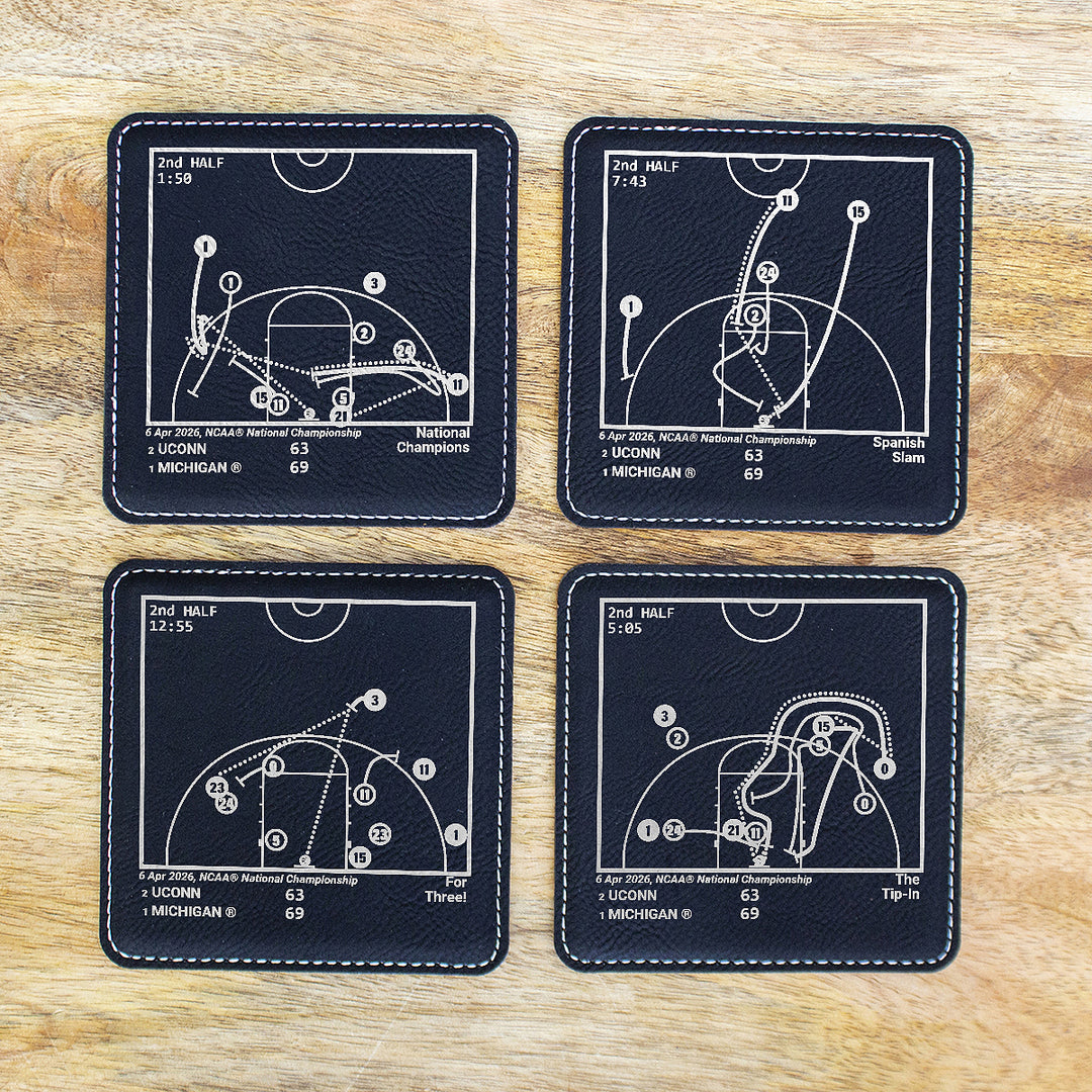 <b>2026 Champions</b> Michigan Basketball Plays: Leatherette Coasters (Set of 4)