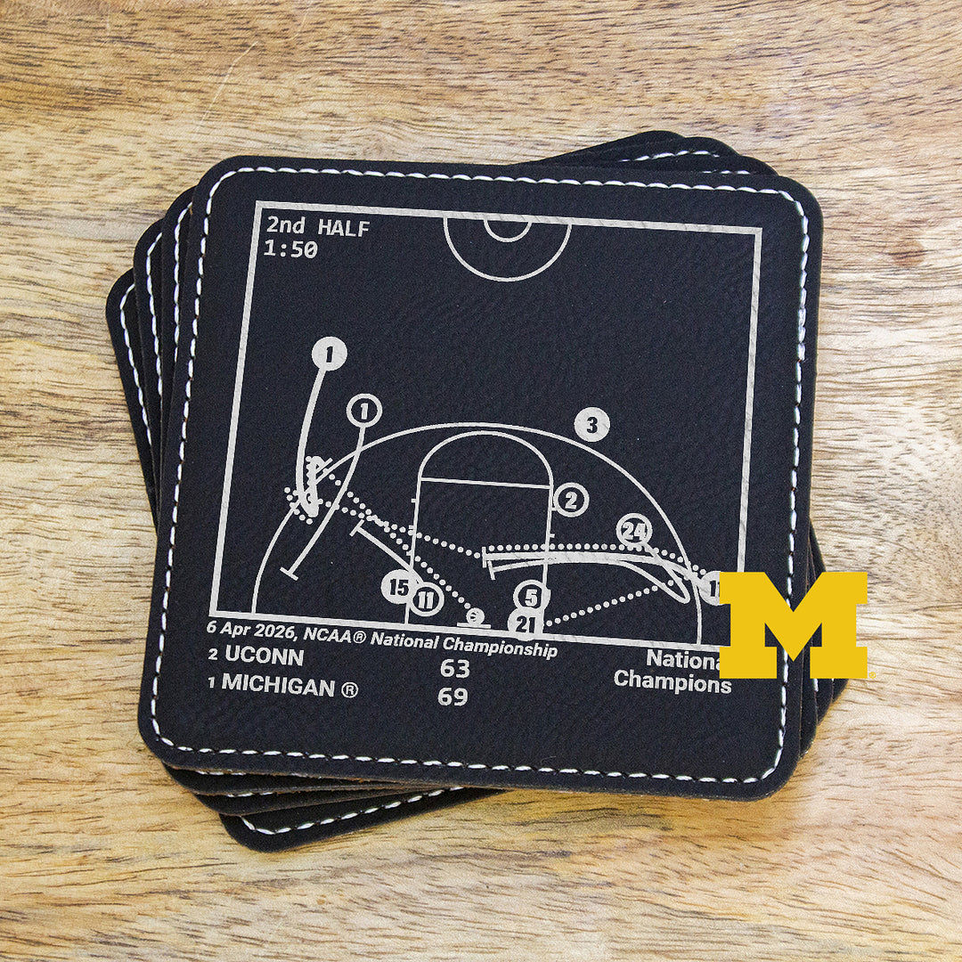 <b>2026 Champions</b> Michigan Basketball Plays: Leatherette Coasters (Set of 4)