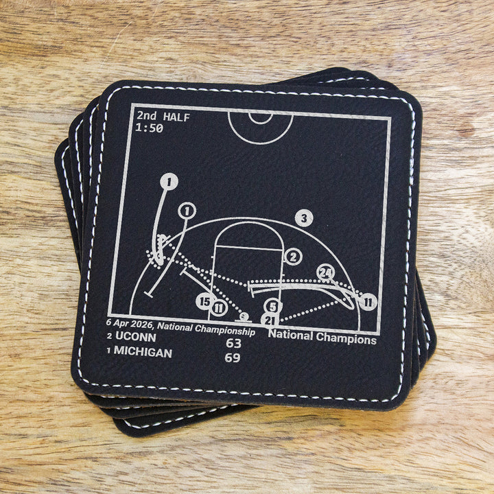<b>2026 Champions</b> Michigan Basketball Plays: Leatherette Coasters (Set of 4)