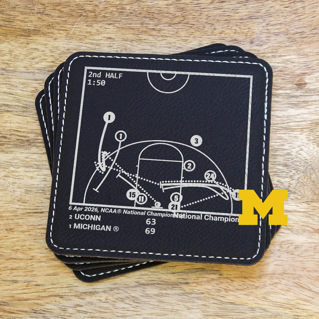 <b>2026 Champions</b> Michigan Basketball Plays: Leatherette Coasters (Set of 4)