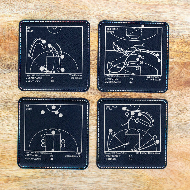 Michigan Basketball Greatest Plays: Leatherette Coasters (Set of 4)