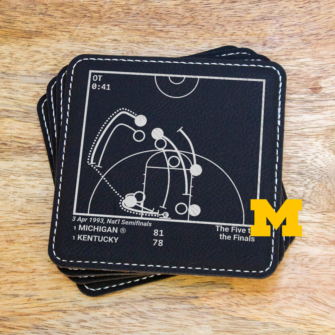 Michigan Basketball Greatest Plays: Leatherette Coasters (Set of 4)