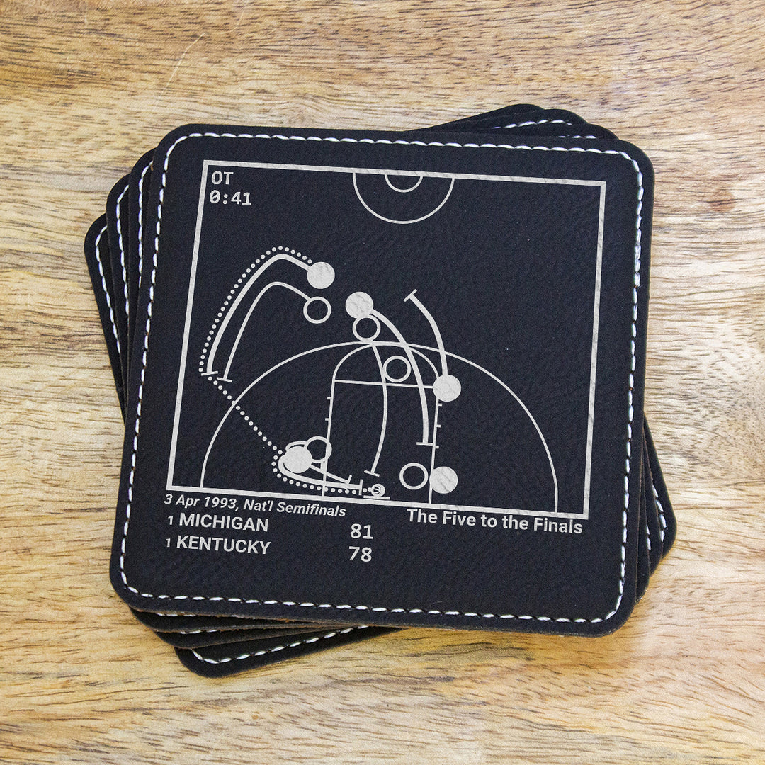 Greatest Michigan Basketball Plays: Leatherette Coasters (Set of 4)