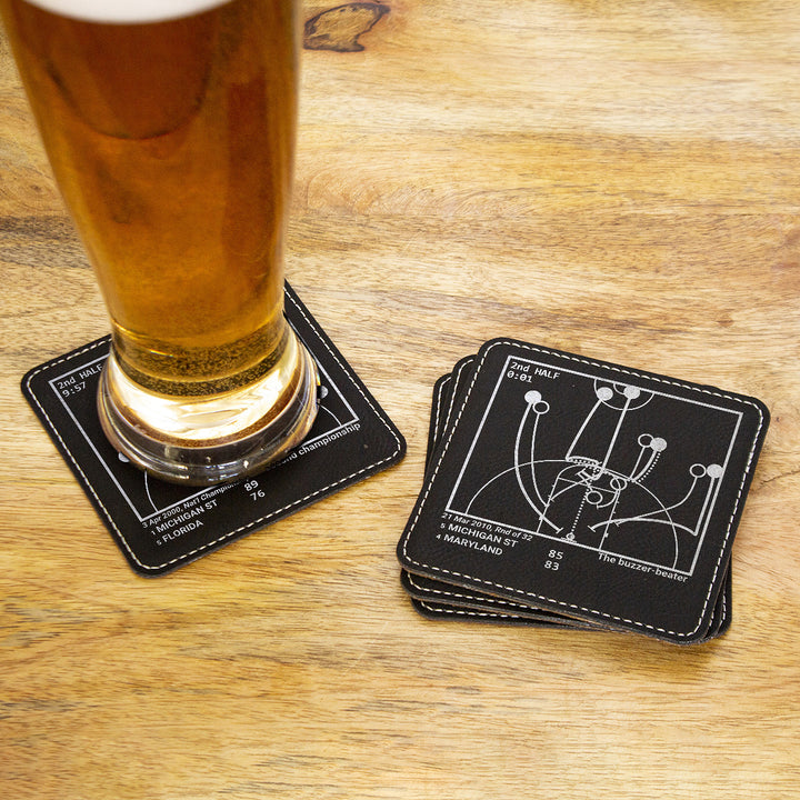 Greatest Michigan State Basketball Plays: Leatherette Coasters (Set of 4)