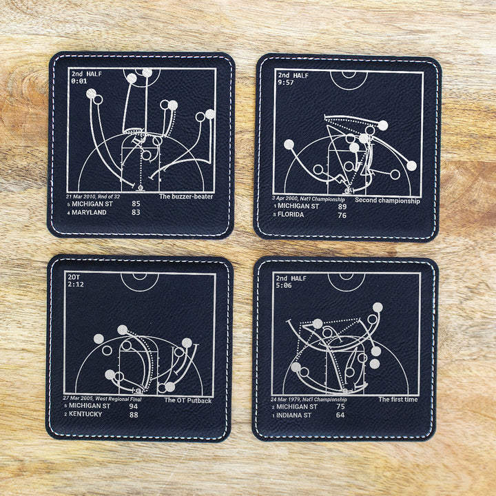 Greatest Michigan State Basketball Plays: Leatherette Coasters (Set of 4)