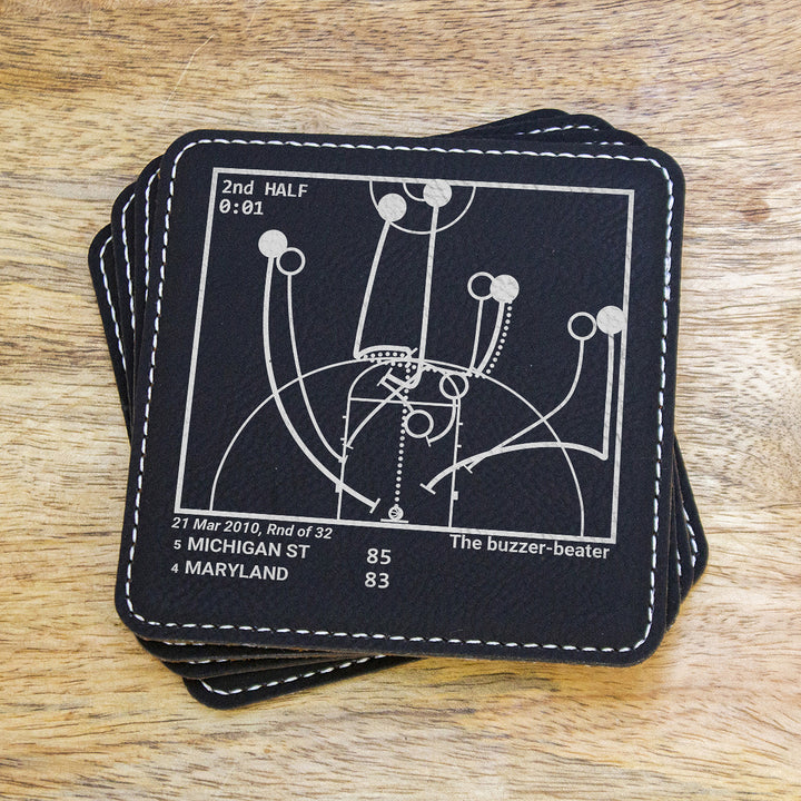 Greatest Michigan State Basketball Plays: Leatherette Coasters (Set of 4)