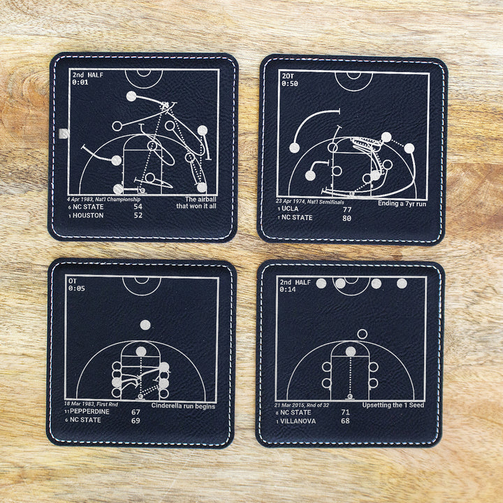 Greatest NC State Basketball Plays: Leatherette Coasters (Set of 4)