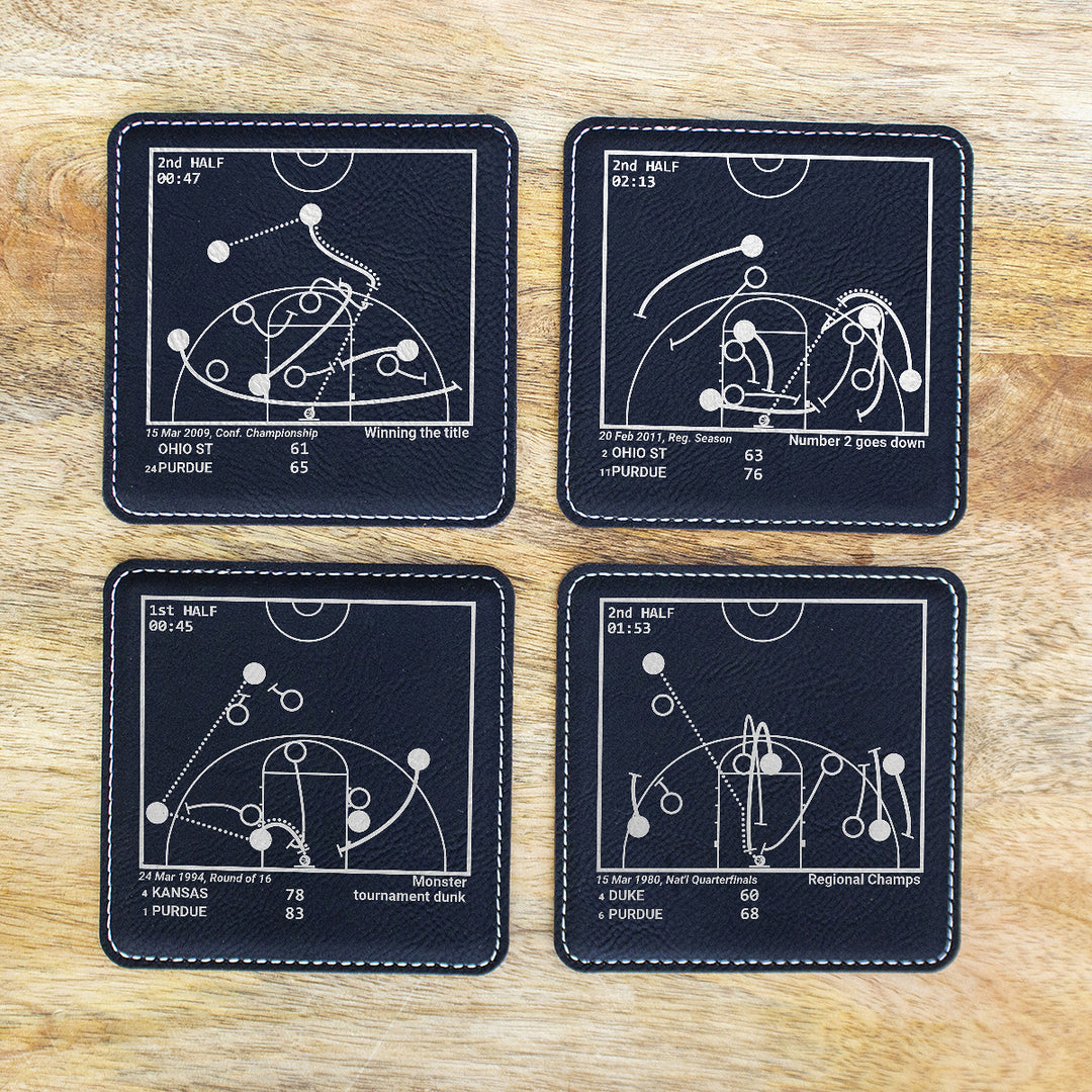 Greatest Purdue Basketball Plays: Leatherette Coasters (Set of 4)