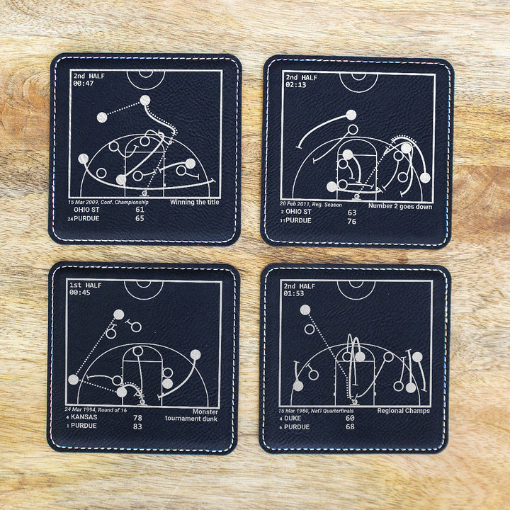 Greatest Purdue Basketball Plays: Leatherette Coasters (Set of 4)